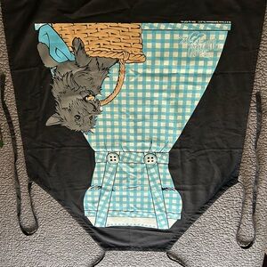 Black Apron with Cat and Basket Design